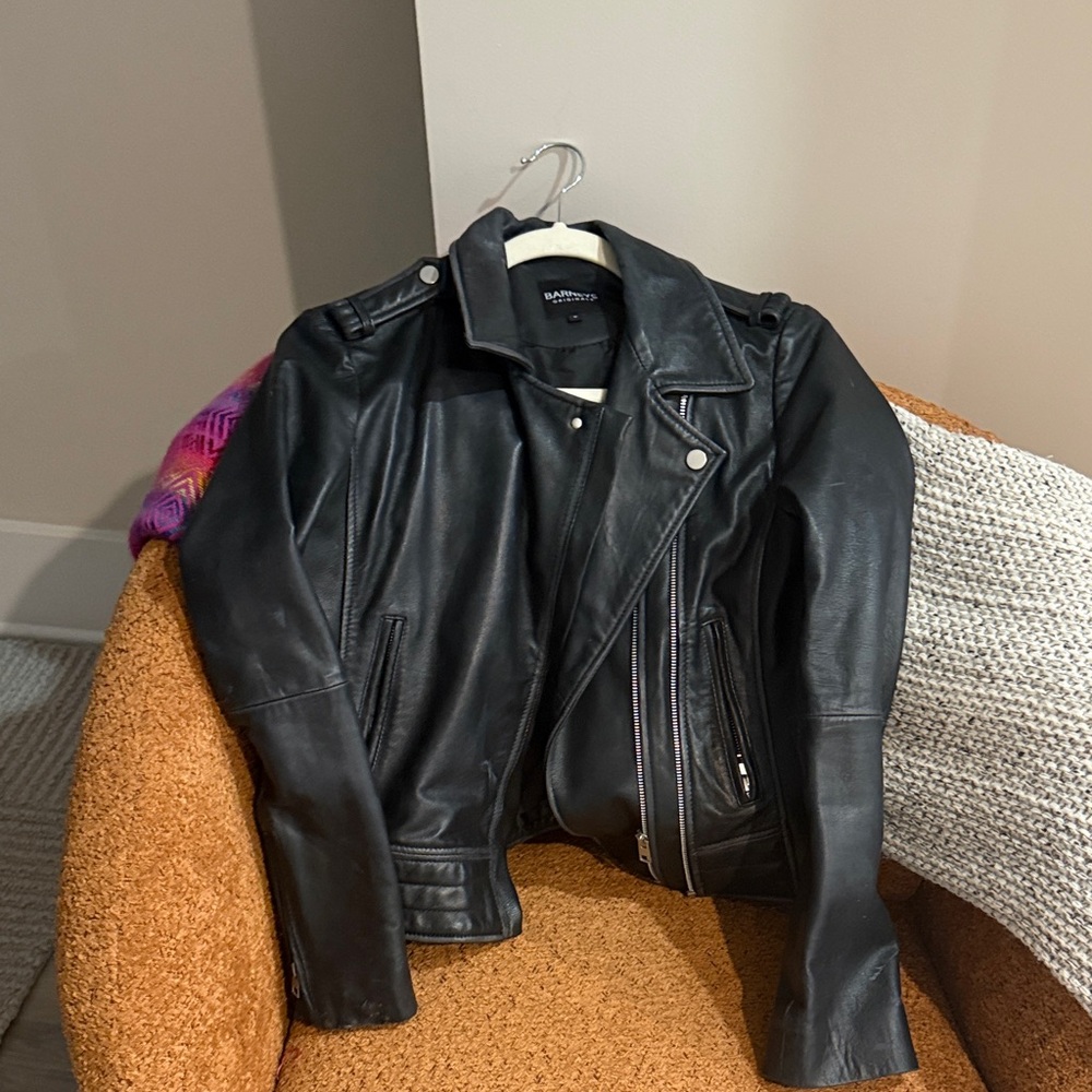 Barneys New York Black Leather Jacket